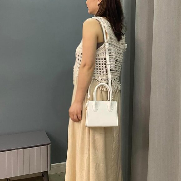 Small Faux Leather Crossbody Tote for Women Compact Mini Handbag - Picture 5 of 5